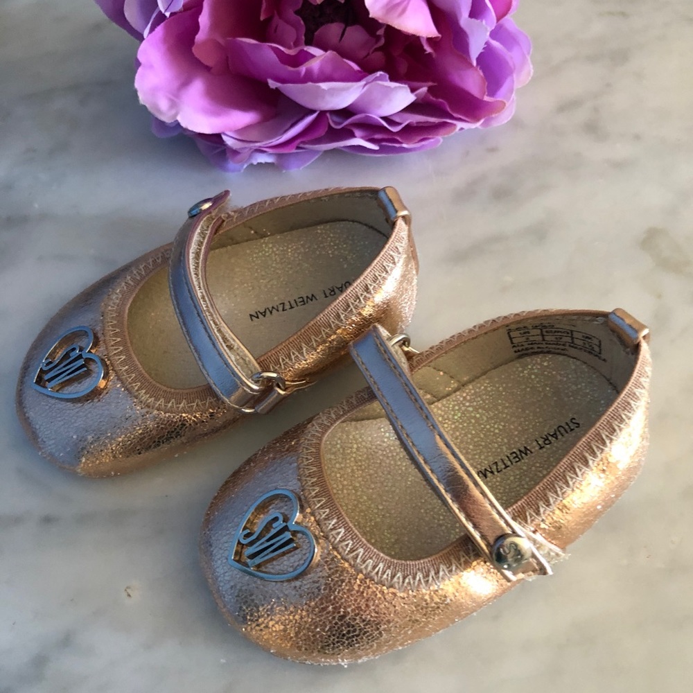 Rose gold Stuart Weitzman baby shoes